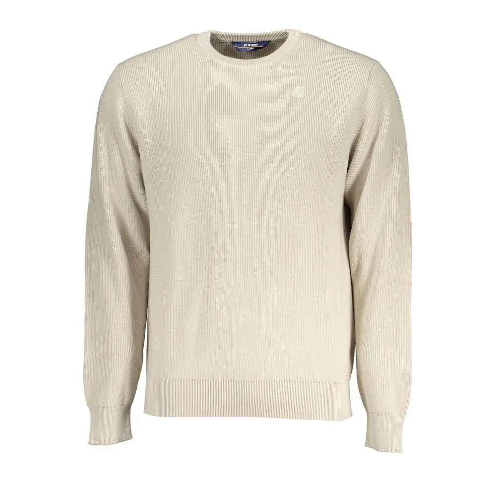 Beige Crew Neck Cotton Sweater with Logo Detail sold by Louxly