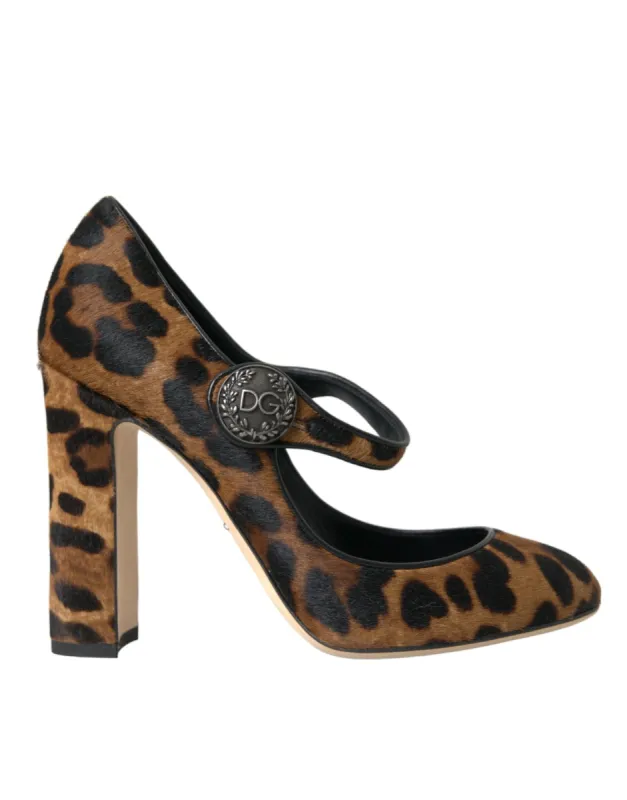 Brown Leopard Calf Hair Mary Jane Pumps Shoes sold by Louxly