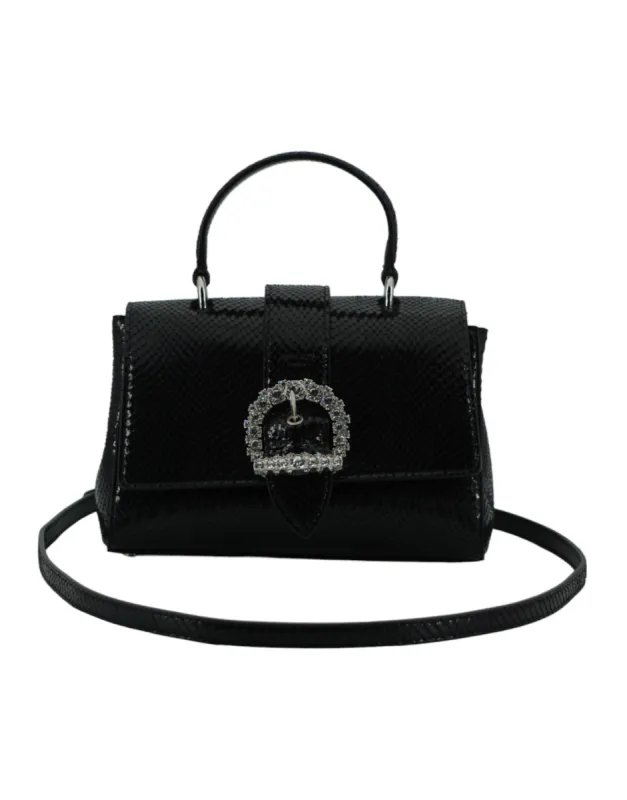 Black Leather Top Handle Shoulder Bag sold by Louxly