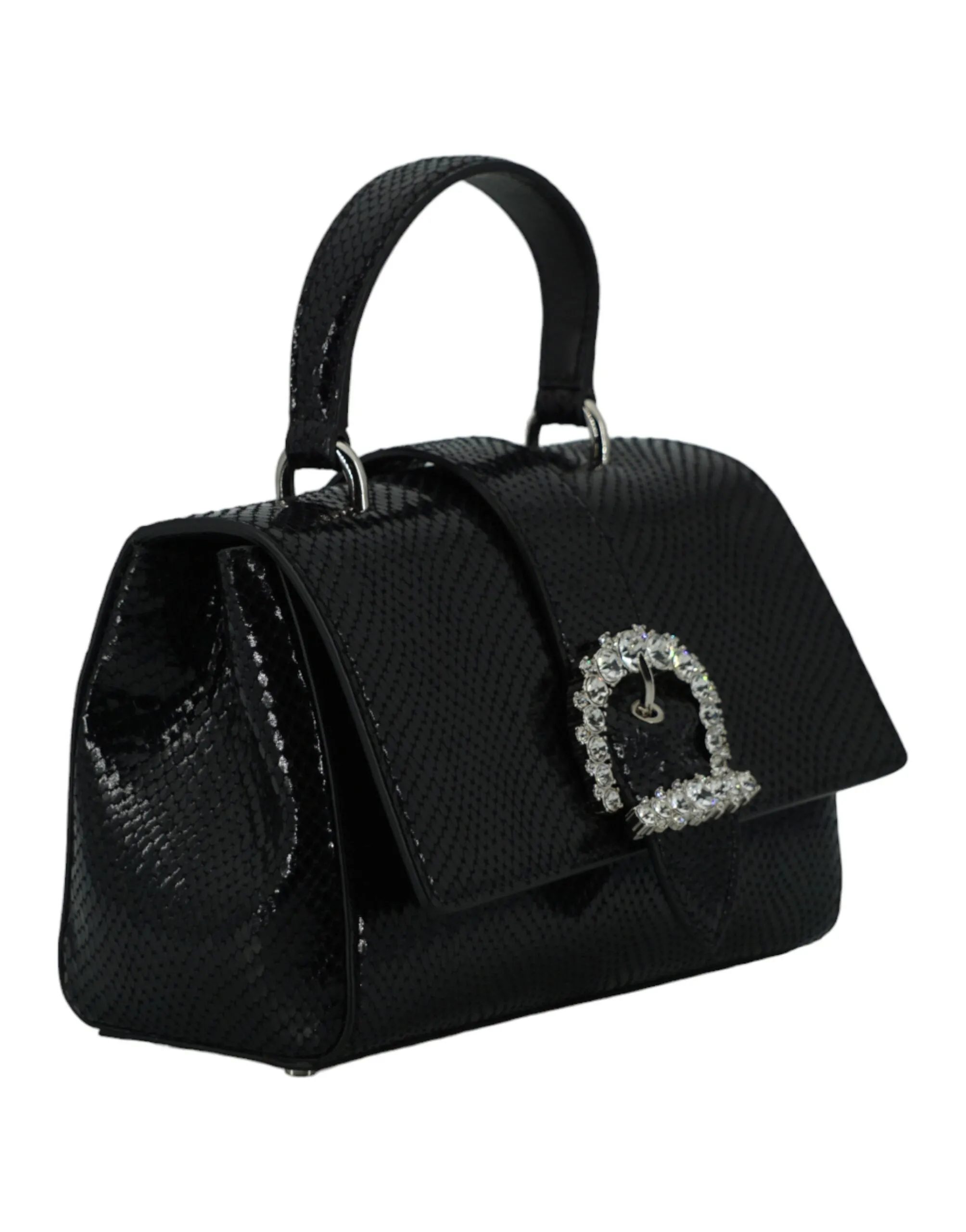 Black Leather Top Handle Shoulder Bag sold by Louxly product image thumbnail 3