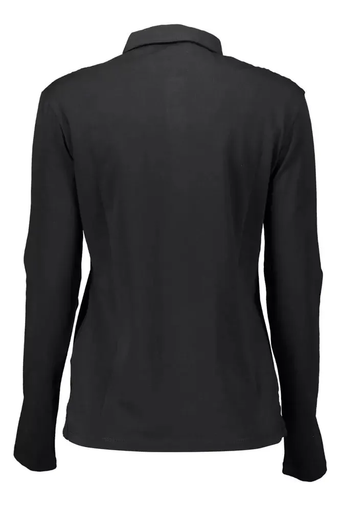 Chic Black Long-Sleeve Polo with Embroidery sold by Louxly product image thumbnail 2