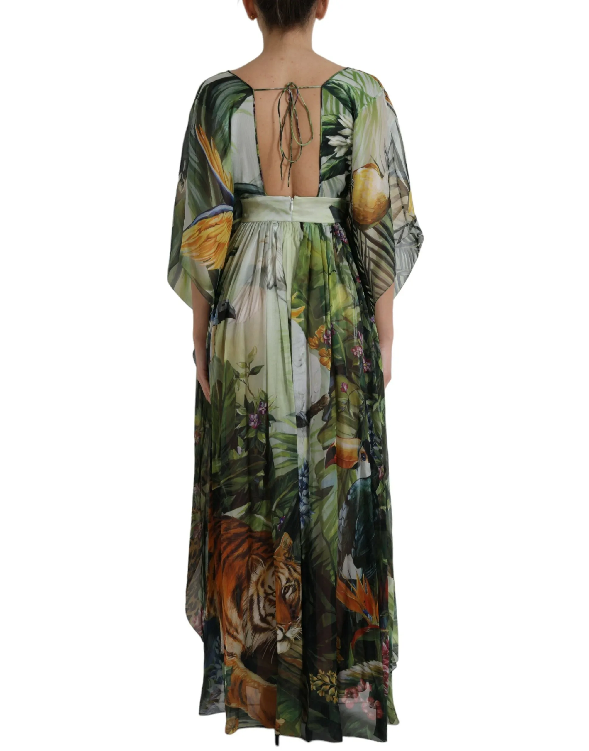 Elegant Jungle Print Maxi Silk Dress sold by Louxly product image thumbnail 3