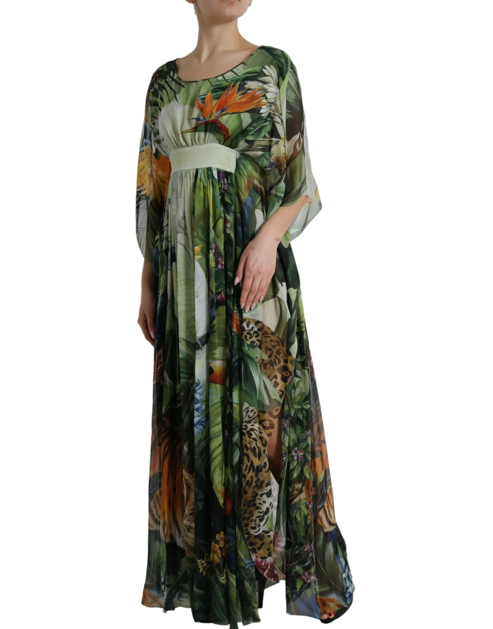 Elegant Jungle Print Maxi Silk Dress sold by Louxly product image thumbnail 2