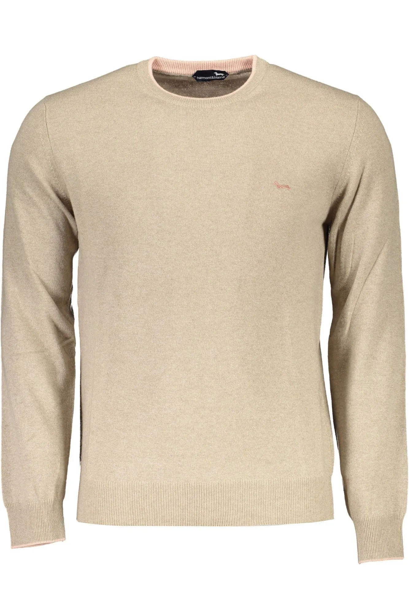 Elegant Beige Crew Neck Sweater with Embroidery sold by Louxly