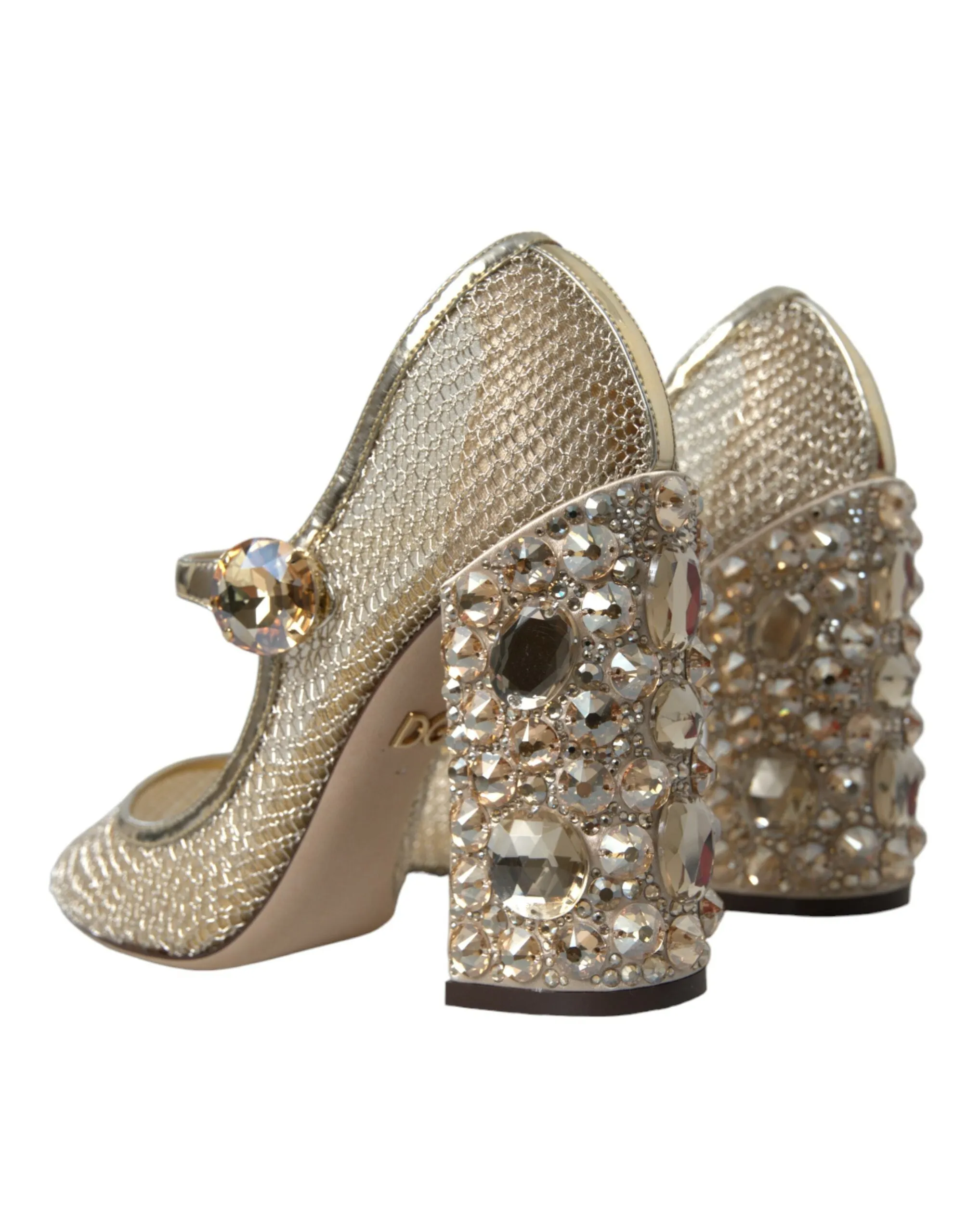 Gold Mesh Crystal Mary Jane Pumps Heels Shoes sold by Louxly product image thumbnail 4