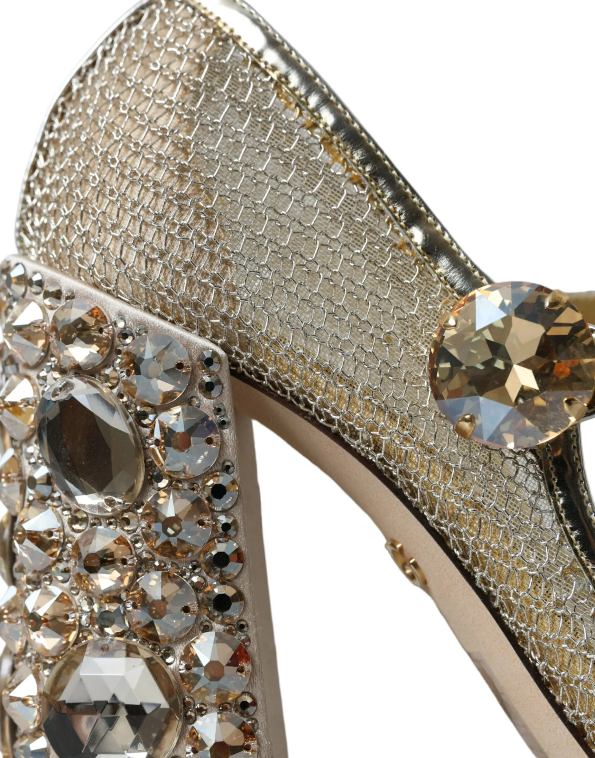 Gold Mesh Crystal Mary Jane Pumps Heels Shoes sold by Louxly product image thumbnail 5