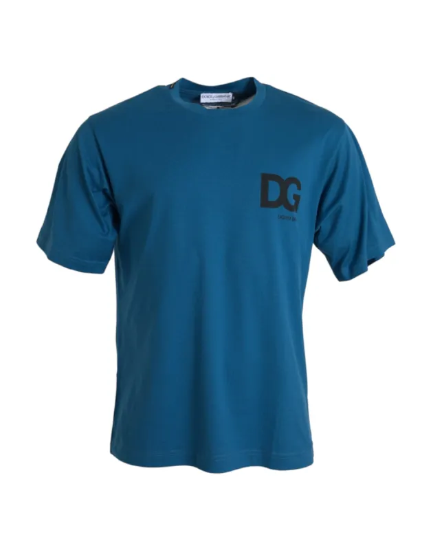 Blue Logo Round Neck Short Sleeves T-shirt sold by Louxly