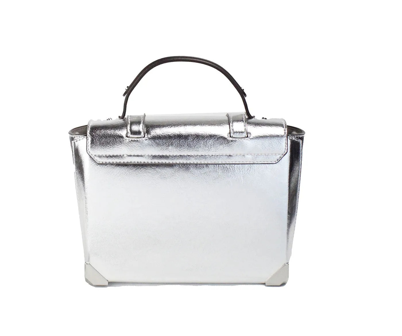 Manhattan Medium Silver Leather Top Handle Satchel Bag sold by Louxly product image thumbnail 2