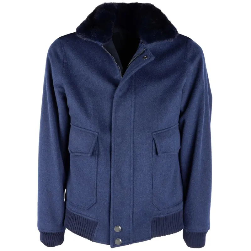 Blue Wool Vergine Jacket sold by Louxly