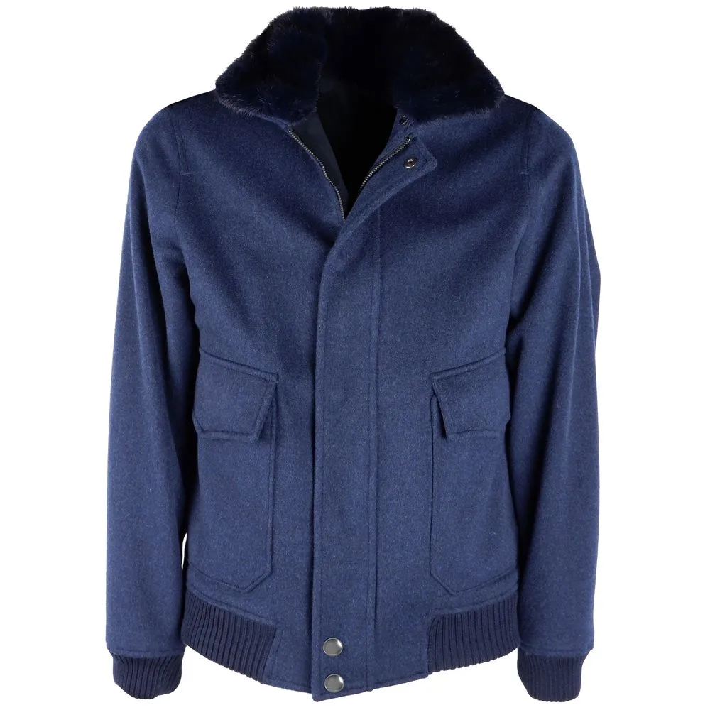 Blue Wool Vergine Jacket sold by Louxly