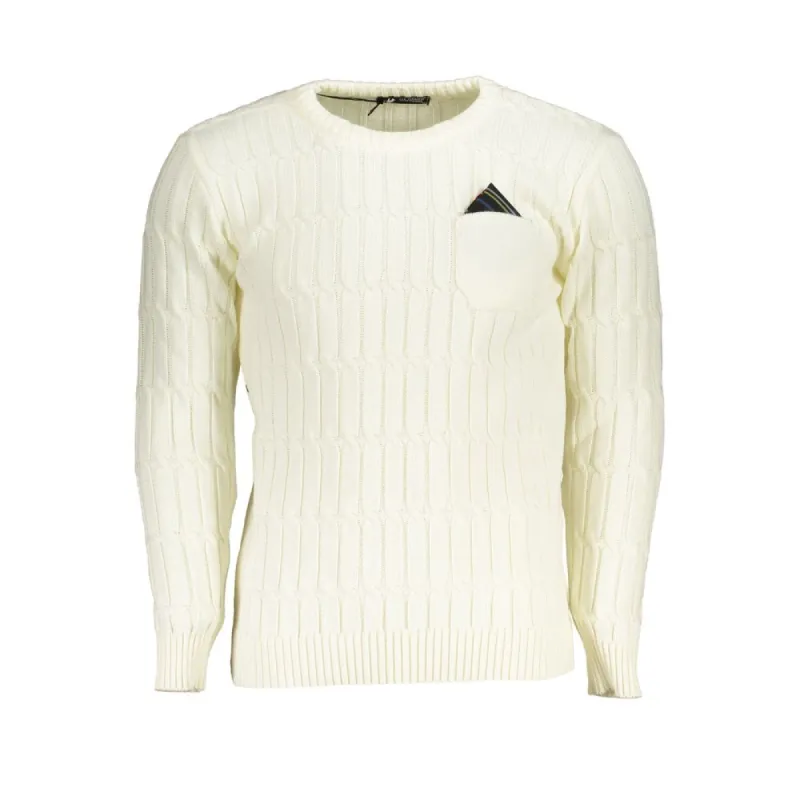 Elegant Twisted Crew Neck Sweater in White sold by Louxly