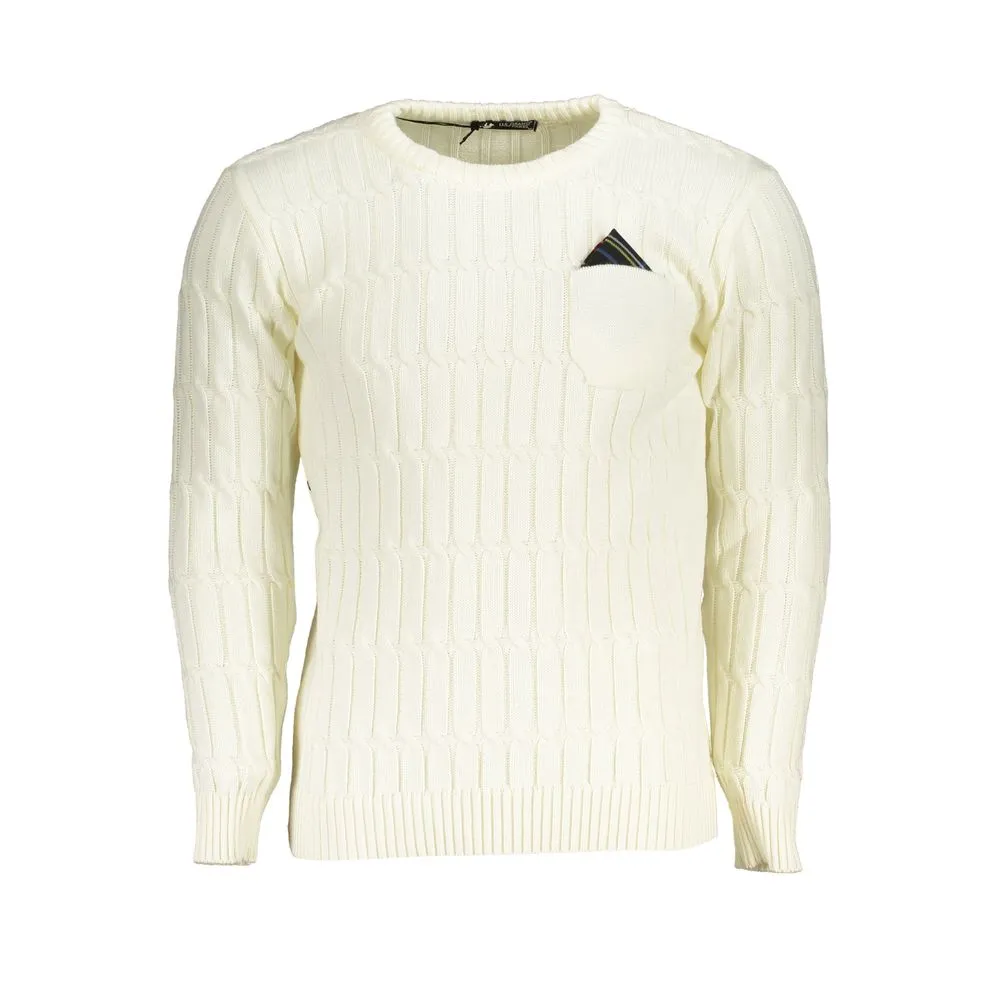Elegant Twisted Crew Neck Sweater in White sold by Louxly
