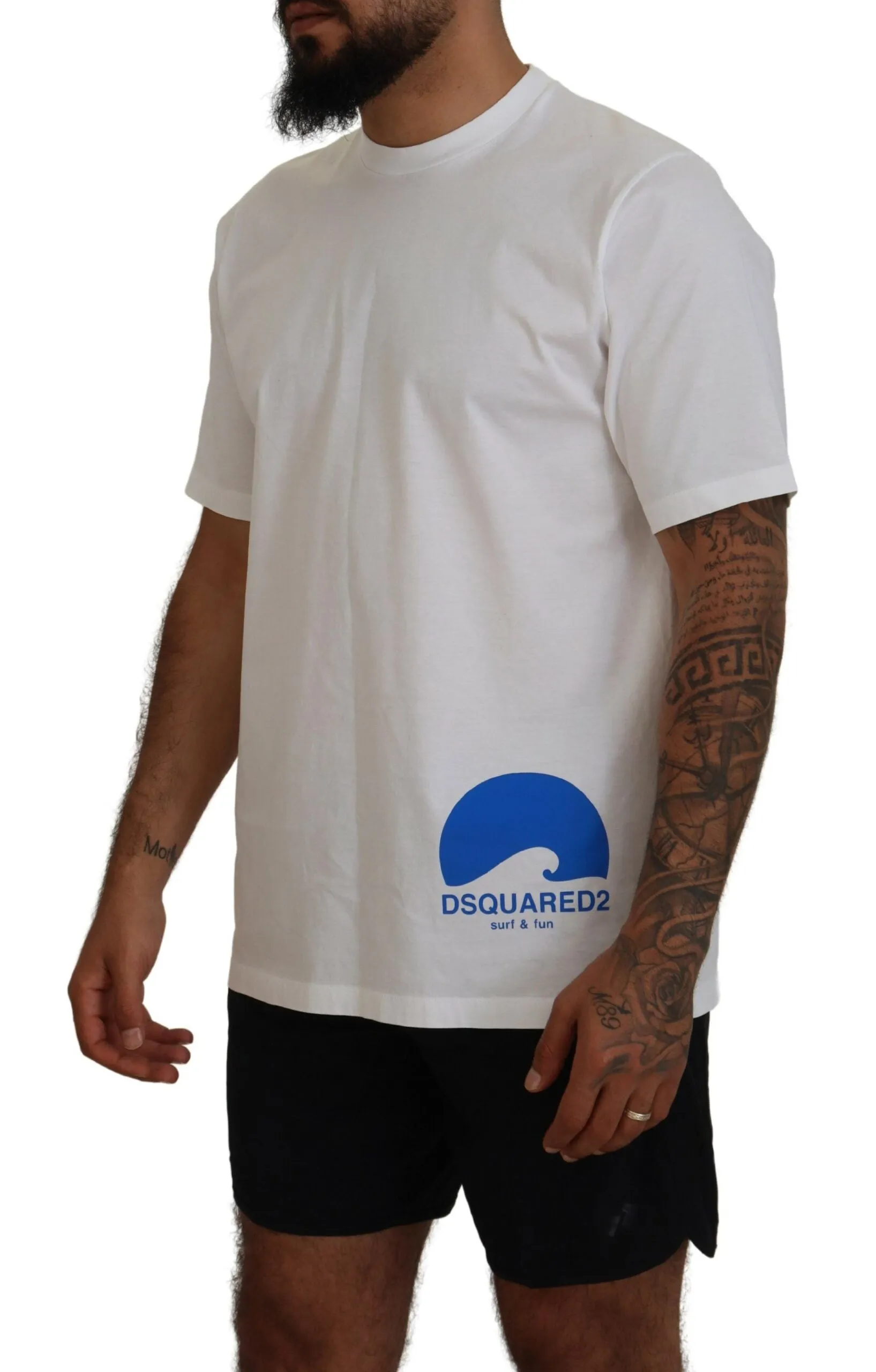 White Cotton Short Sleeves Crewneck T-shirt sold by Louxly product image thumbnail 2
