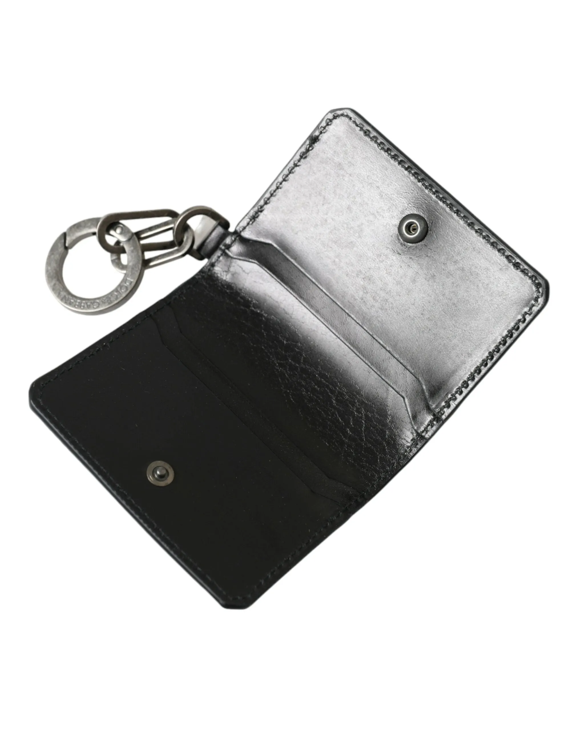 Black Leather Bifold Logo Card Holder Keyring Wallet sold by Louxly product image thumbnail 4