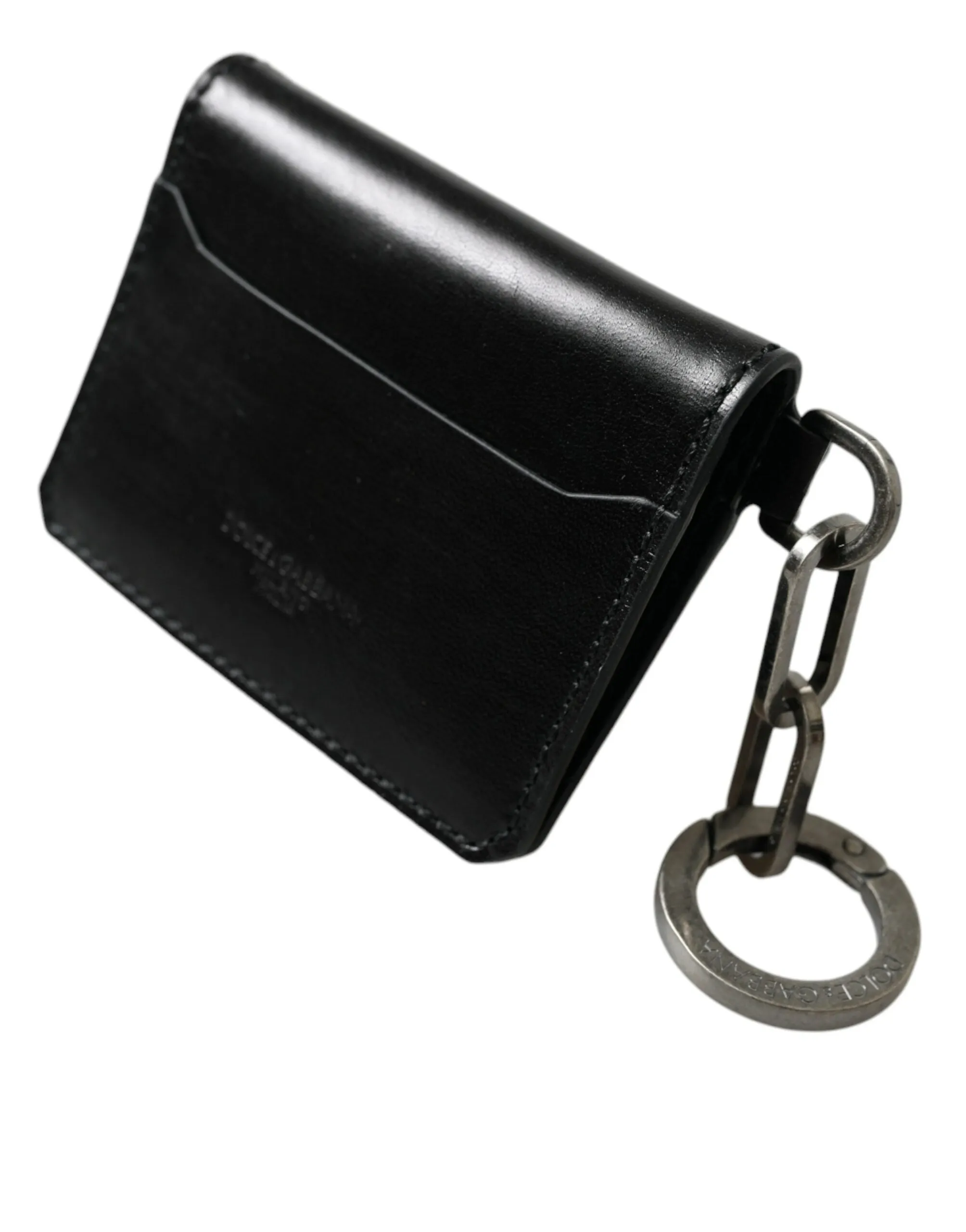 Black Leather Bifold Logo Card Holder Keyring Wallet sold by Louxly product image thumbnail 2