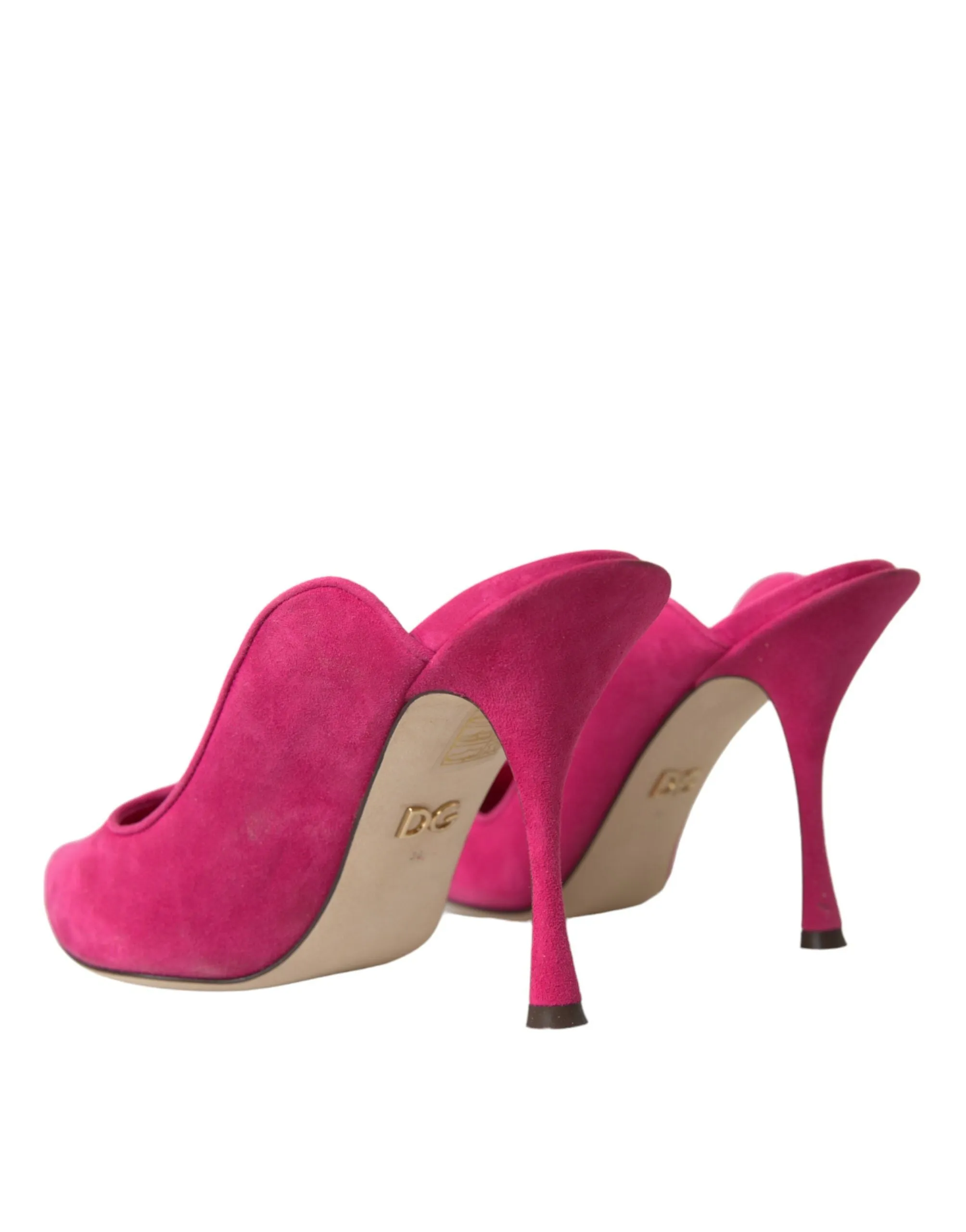 Fuchsia Suede Leather Mules Sandals Shoes sold by Louxly product image thumbnail 4