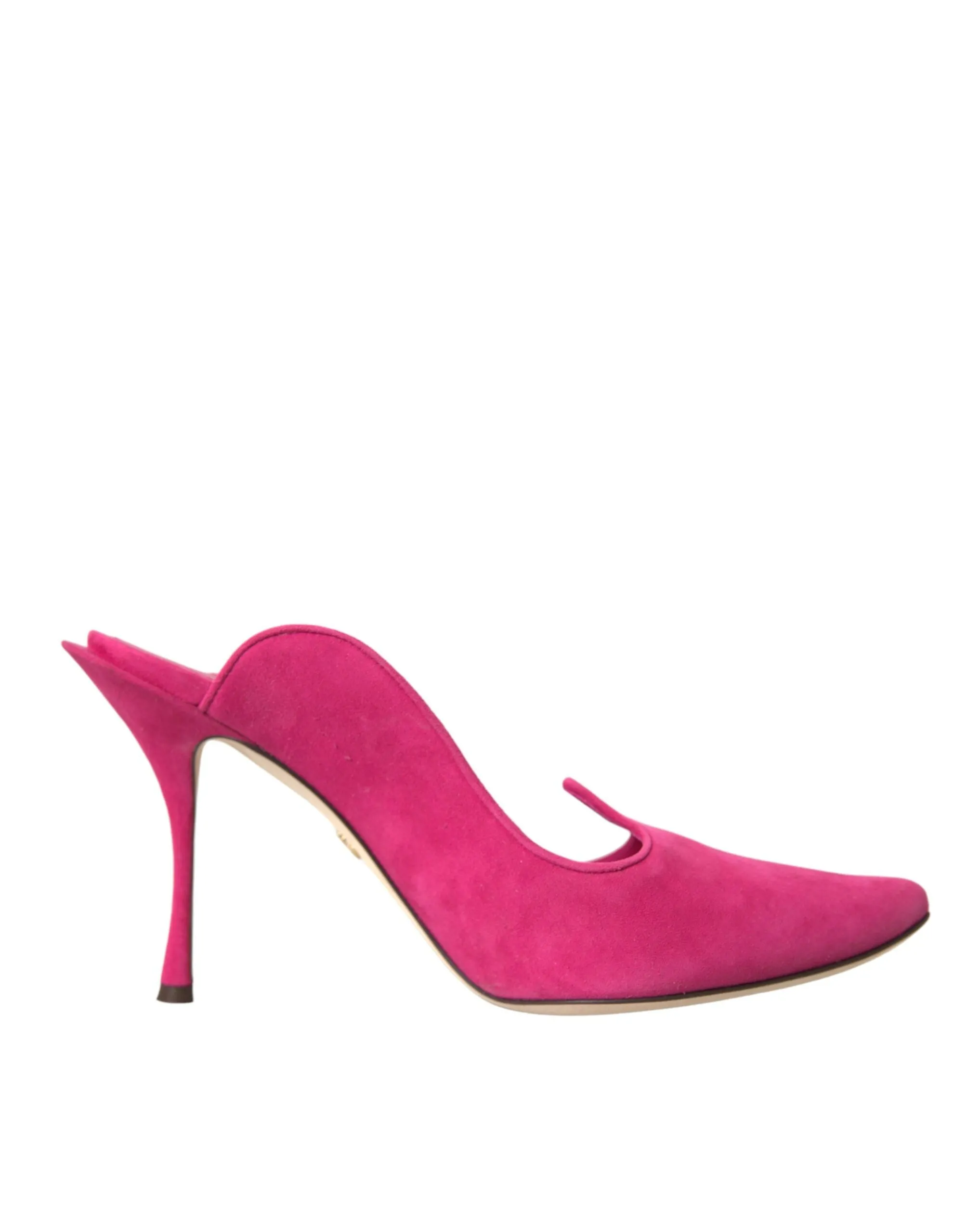 Fuchsia Suede Leather Mules Sandals Shoes sold by Louxly