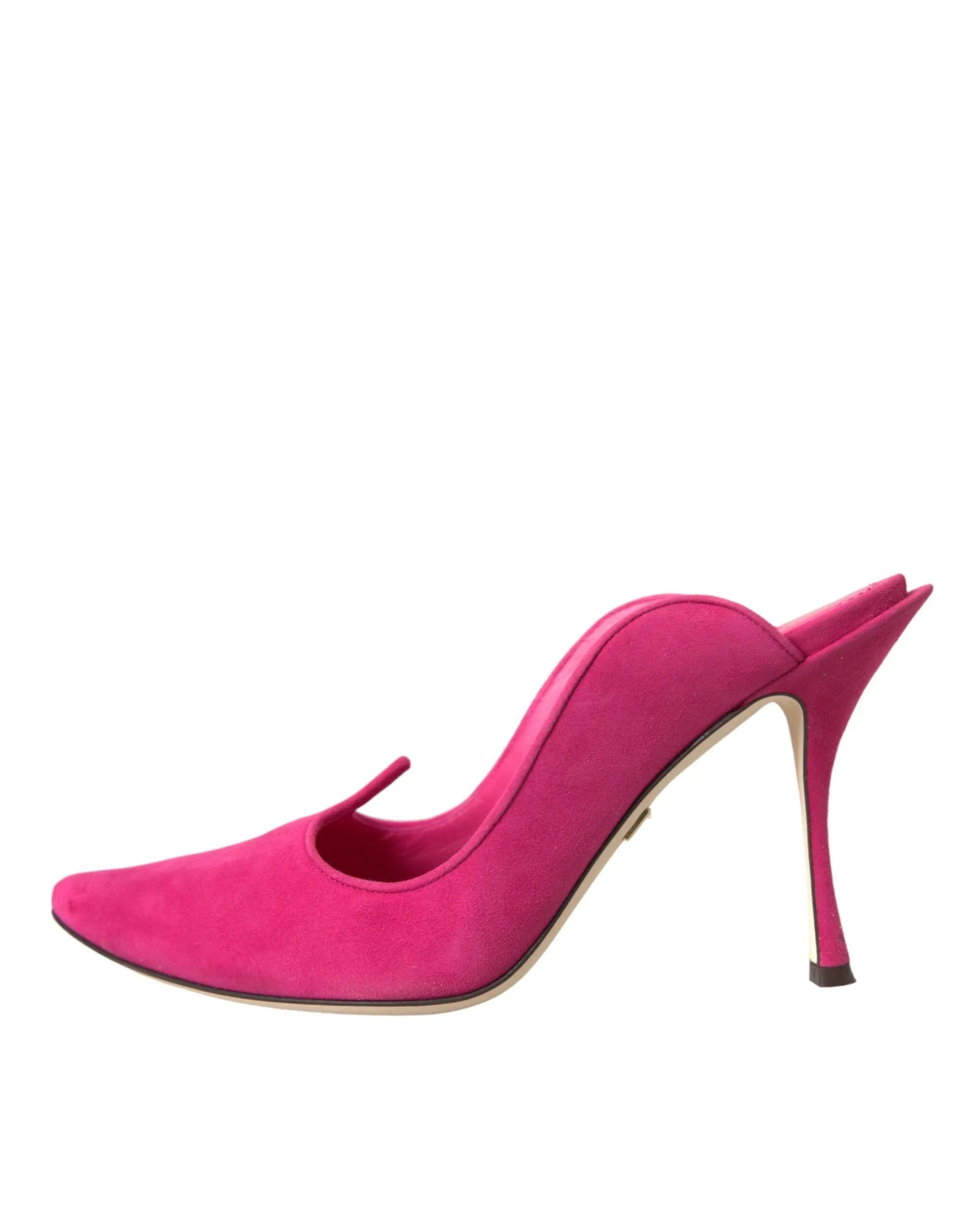 Fuchsia Suede Leather Mules Sandals Shoes sold by Louxly product image thumbnail 5