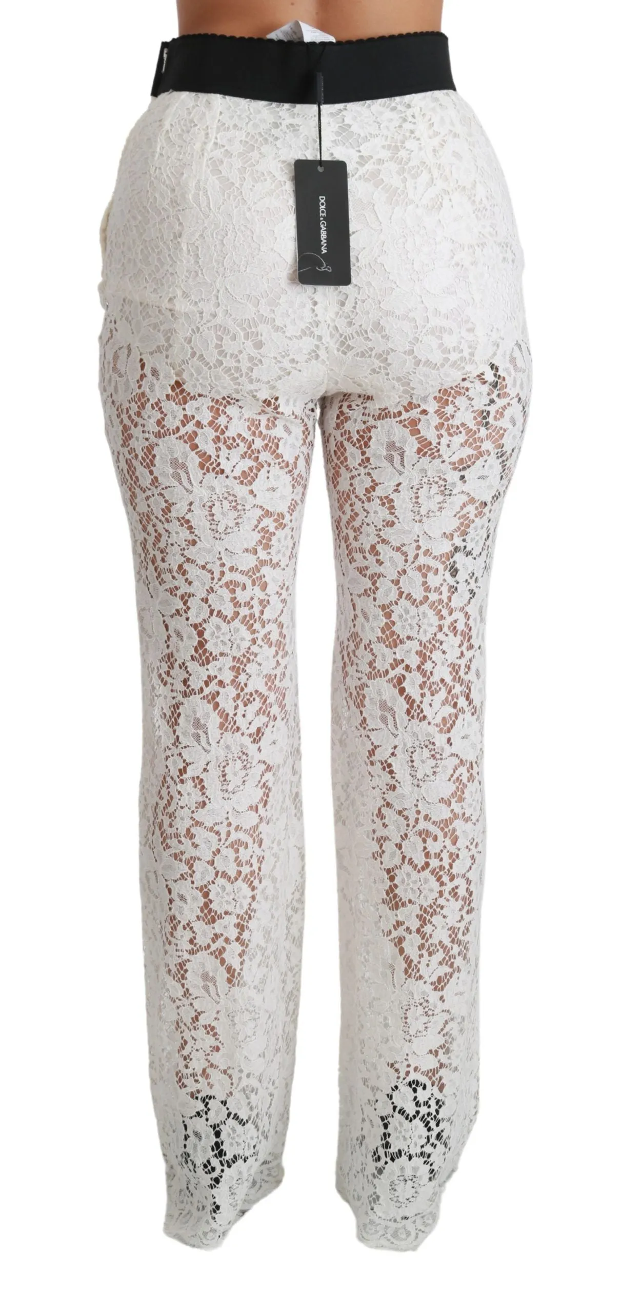 Elegant White Lace High Waist Pants sold by Louxly product image thumbnail 5