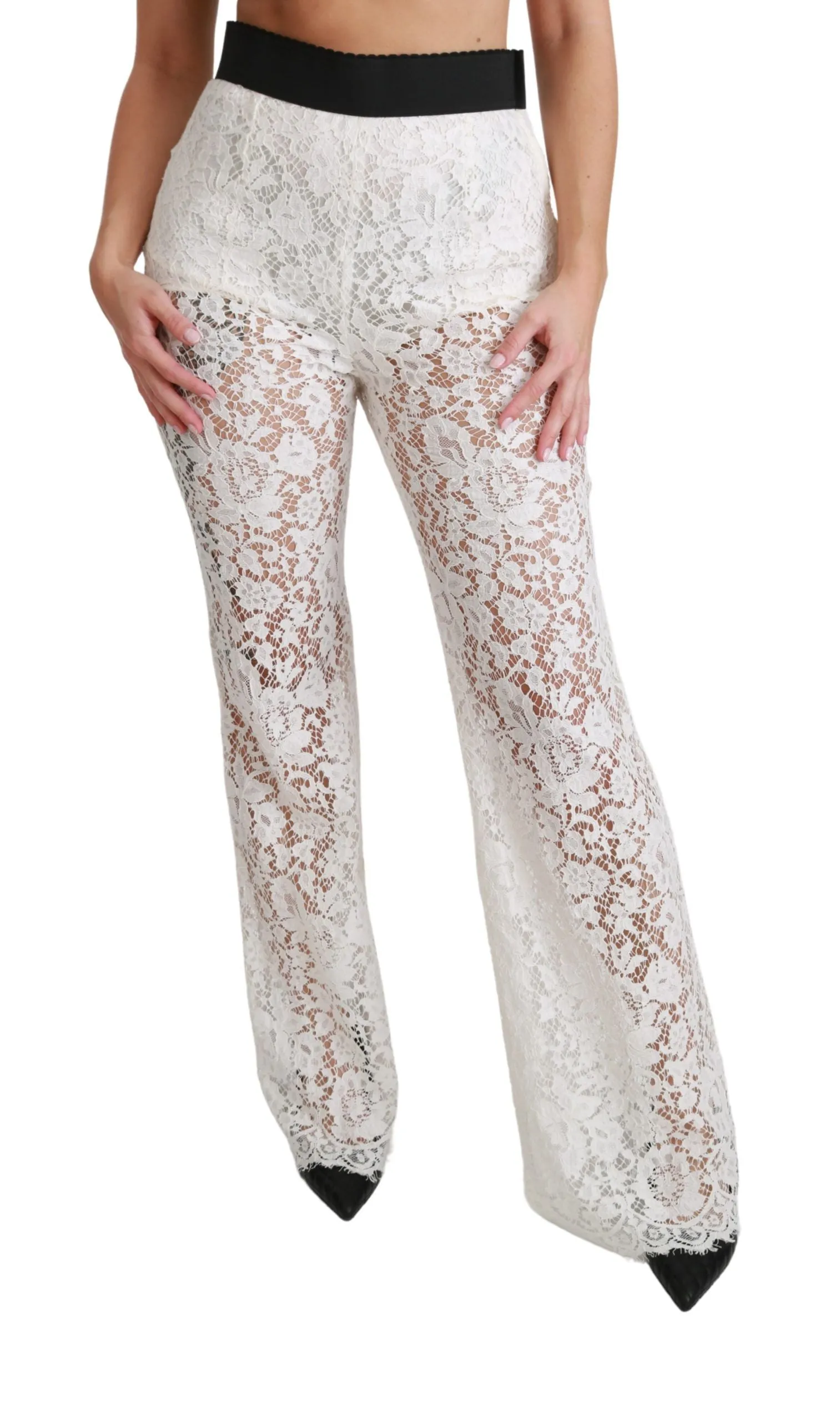 Elegant White Lace High Waist Pants sold by Louxly product image thumbnail 2
