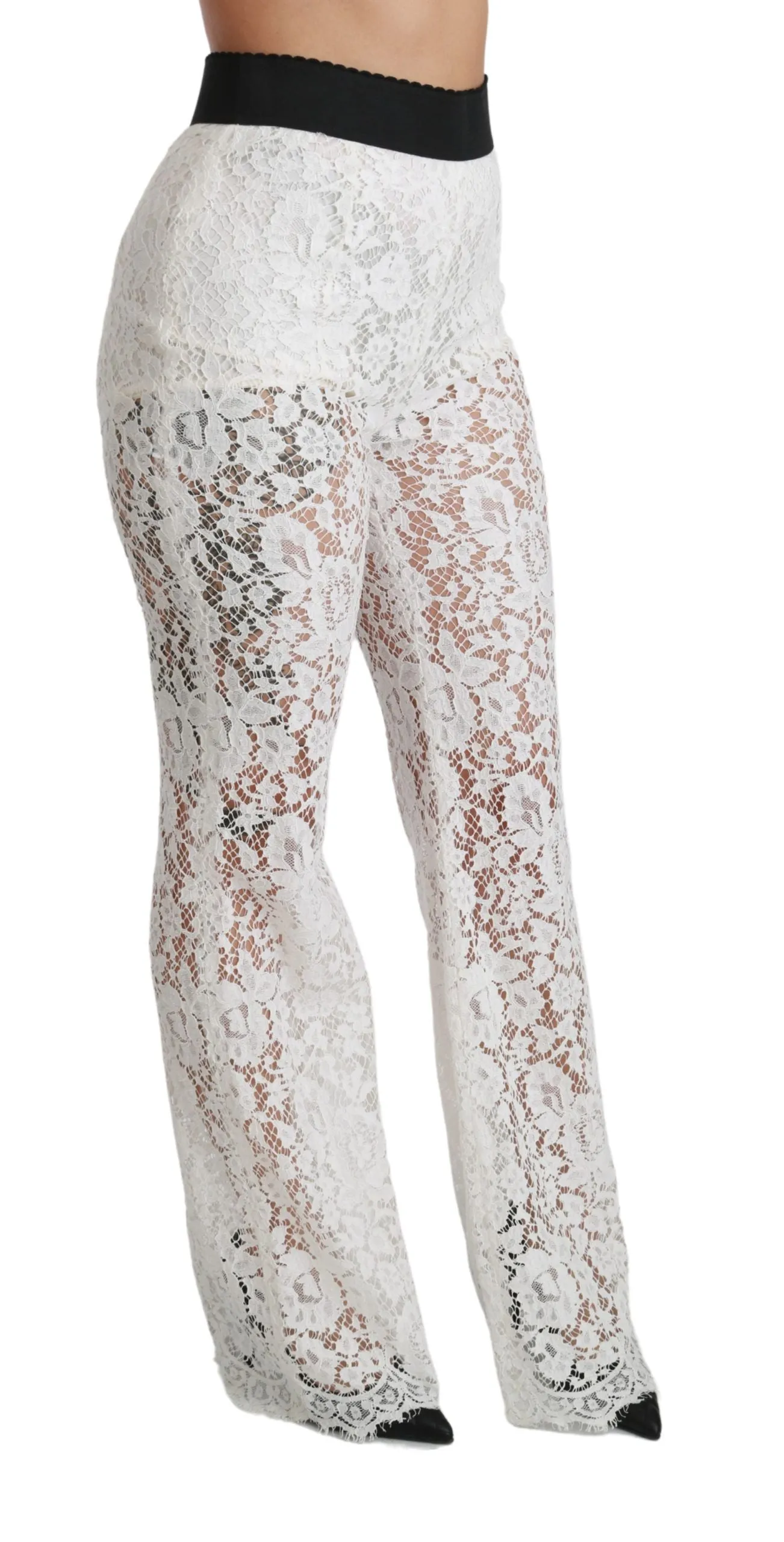Elegant White Lace High Waist Pants sold by Louxly product image thumbnail 3