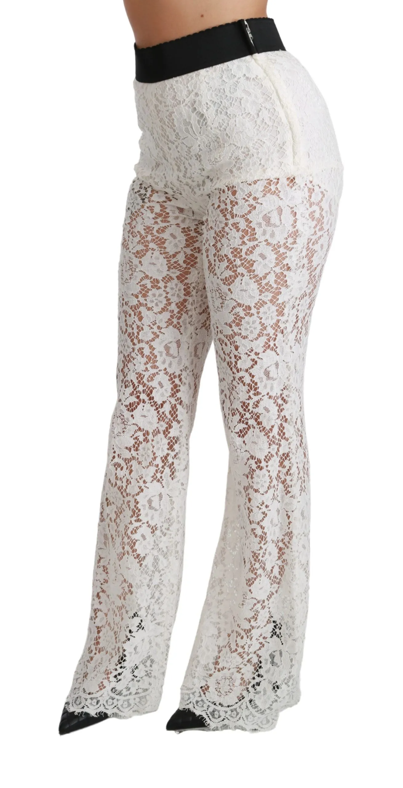 Elegant White Lace High Waist Pants sold by Louxly product image thumbnail 4