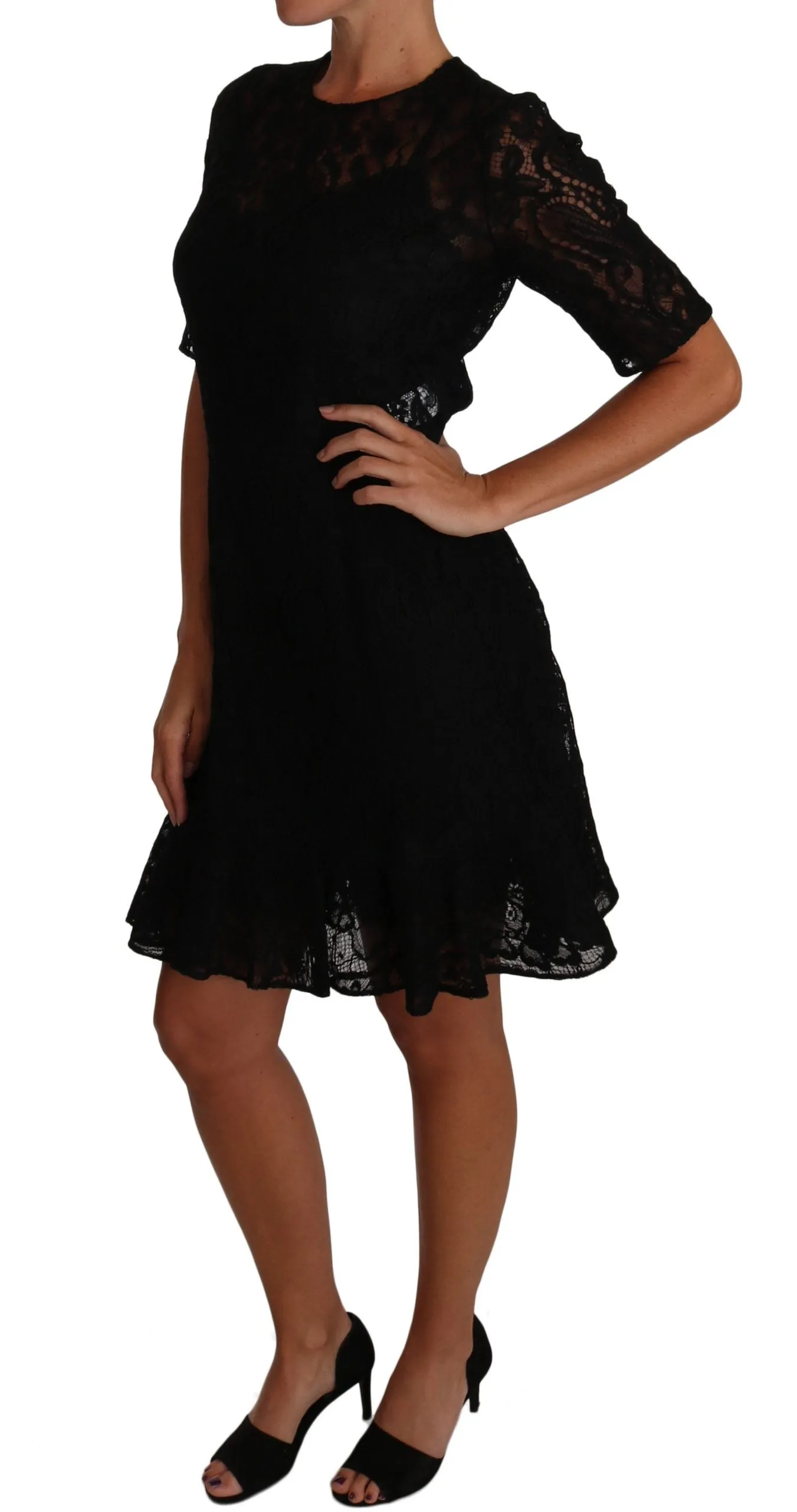 Chic Black Lace Sheath Dress with Silk Lining sold by Louxly product image thumbnail 4