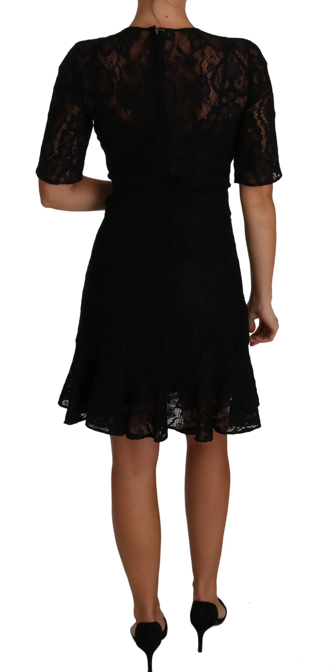 Chic Black Lace Sheath Dress with Silk Lining sold by Louxly product image thumbnail 2
