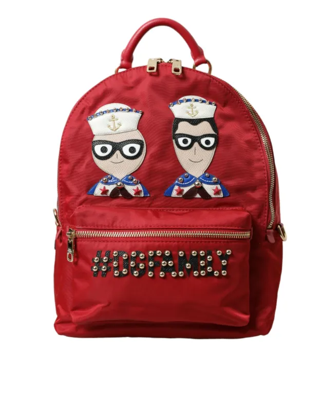 Embellished Red Backpack with Gold Detailing made by Louxly