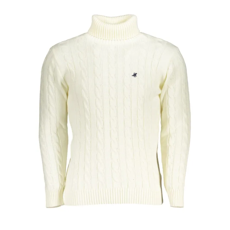 Elegant Turtleneck Sweater with Embroidered Logo sold by Louxly
