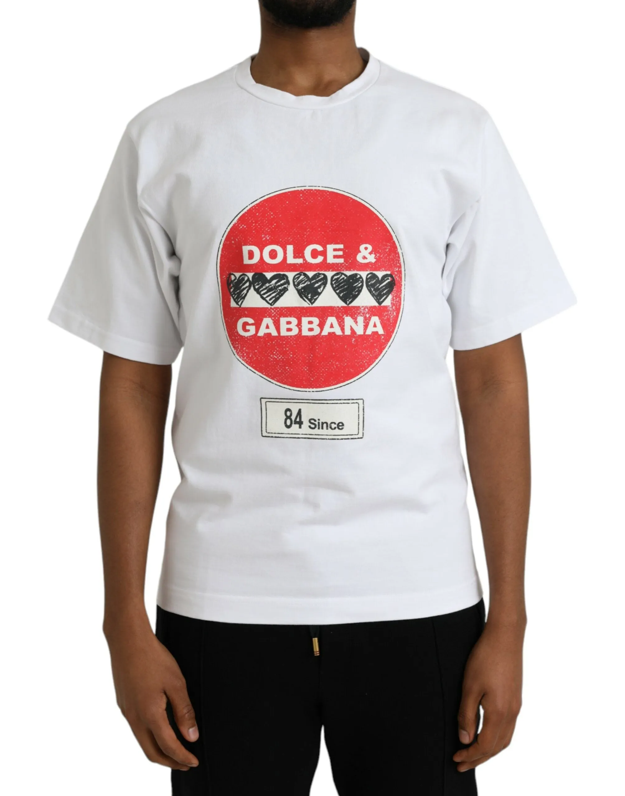 White Amor Heart Cotton Crewneck Short Sleeve T-shirt sold by Louxly