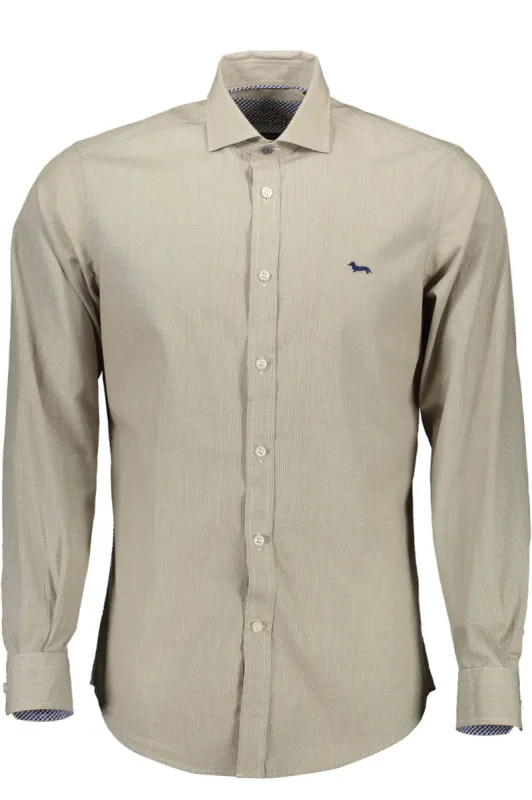 Elegant Beige Narrow Fit Cotton Shirt sold by Louxly