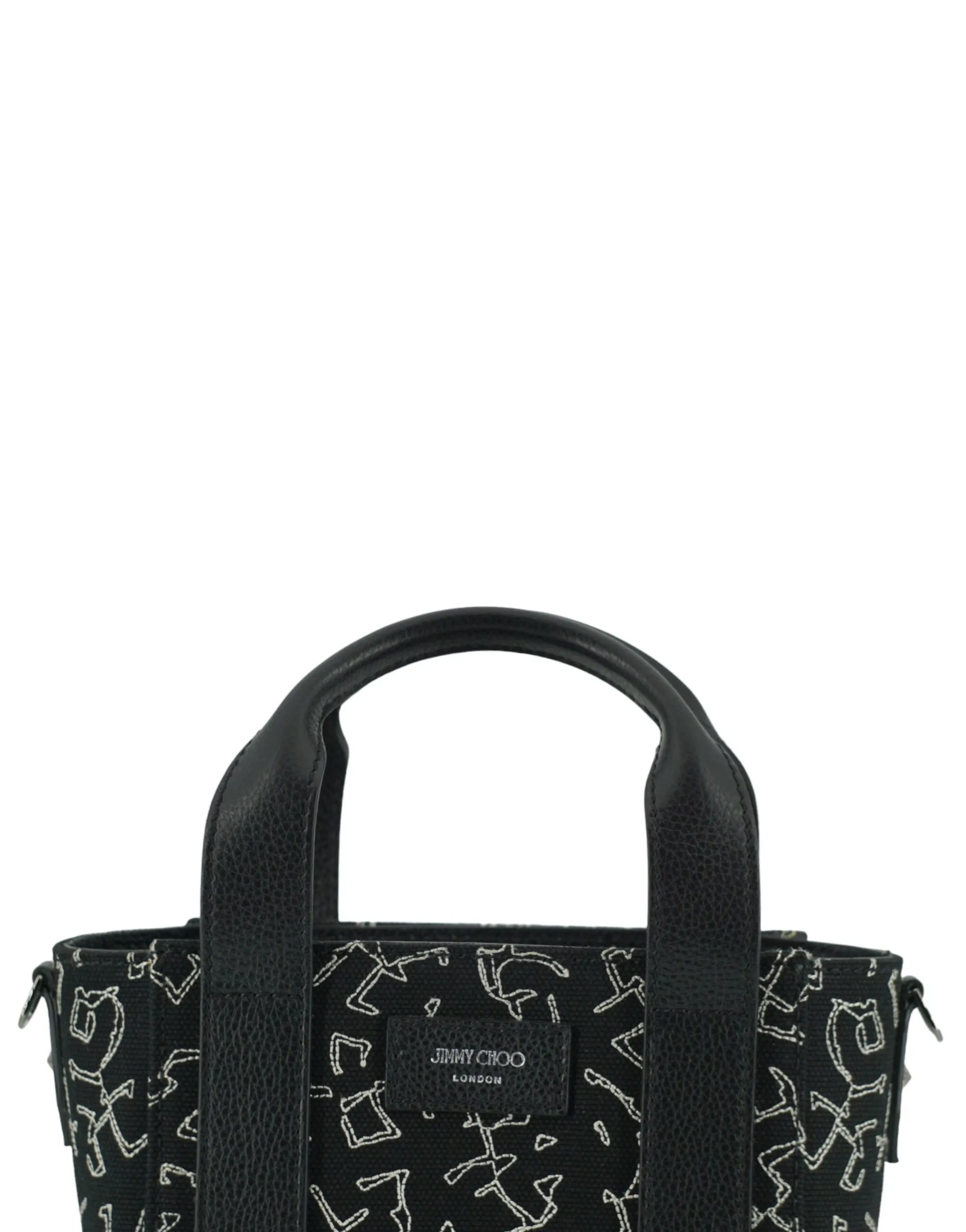 Black Leather and Canvas Small Tote Bag sold by Louxly product image thumbnail 4