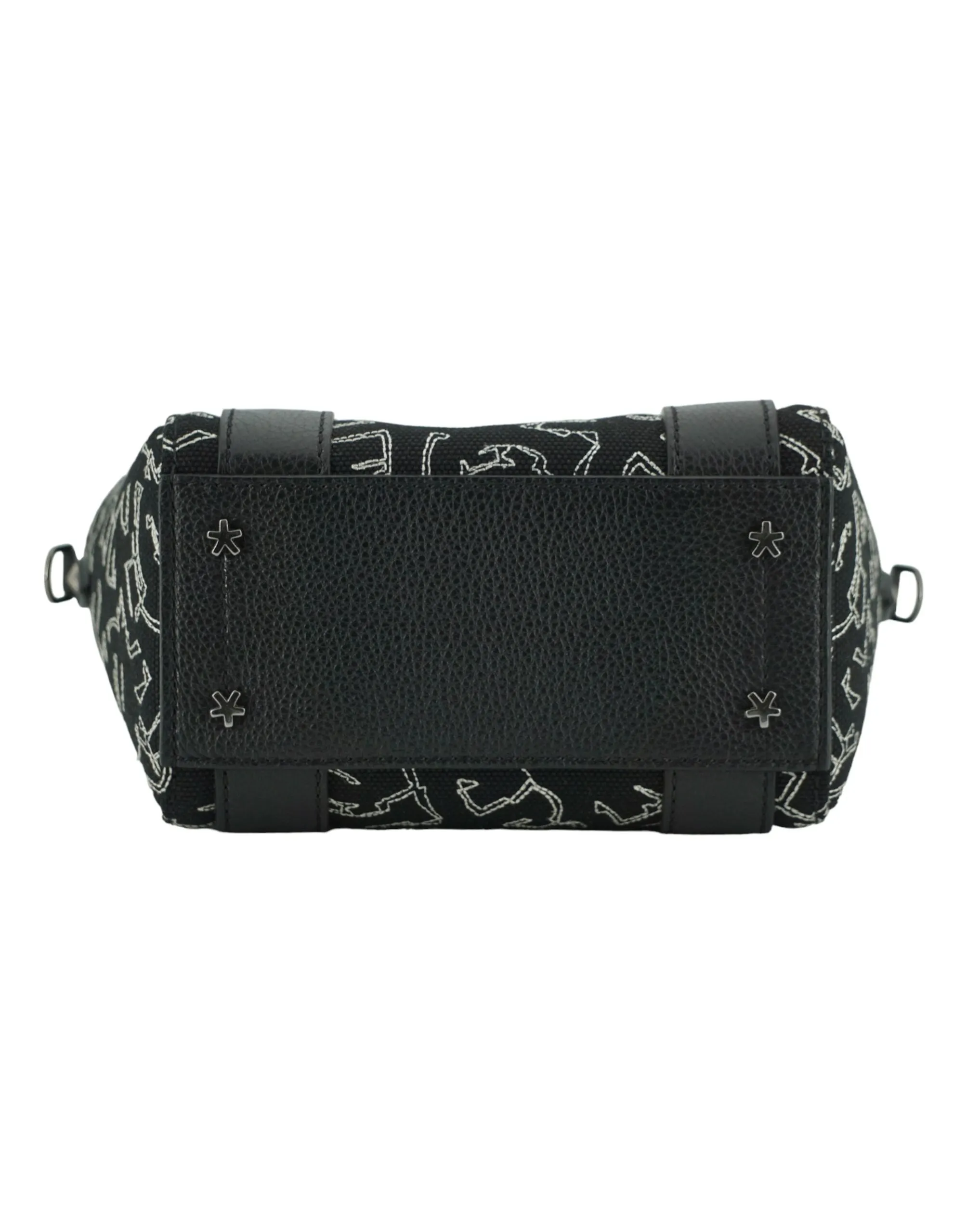 Black Leather and Canvas Small Tote Bag sold by Louxly product image thumbnail 5