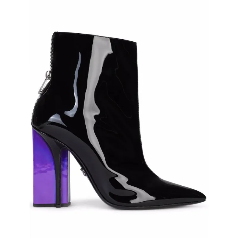 Chic Patent Calfskin Ankle Boots with Heel sold by Louxly