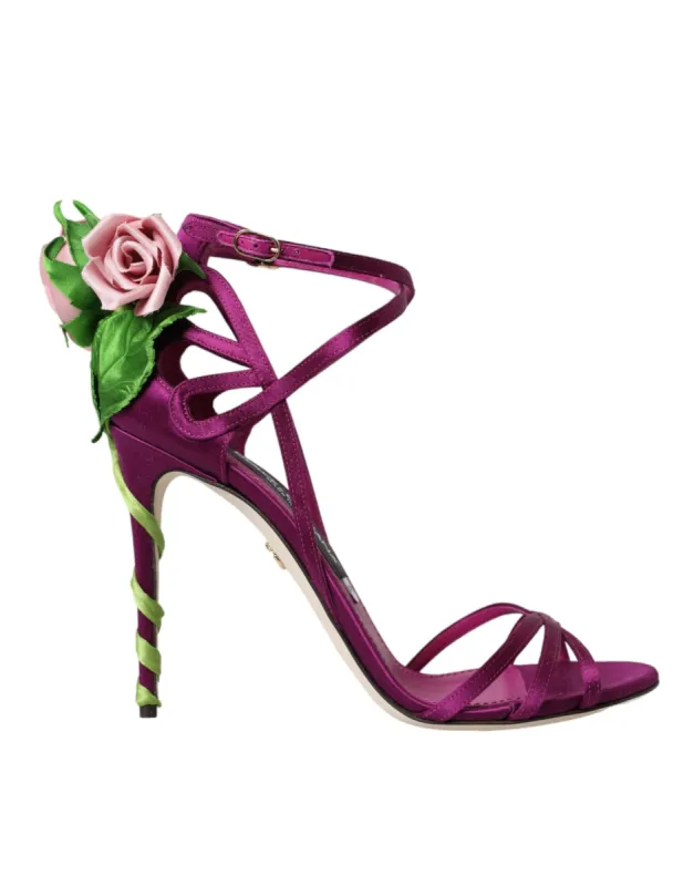 Purple Flower Satin Heels Sandals Shoes sold by Louxly