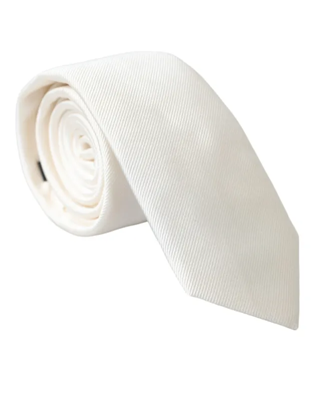 White Solid 100% Silk Adjustable Tie sold by Louxly