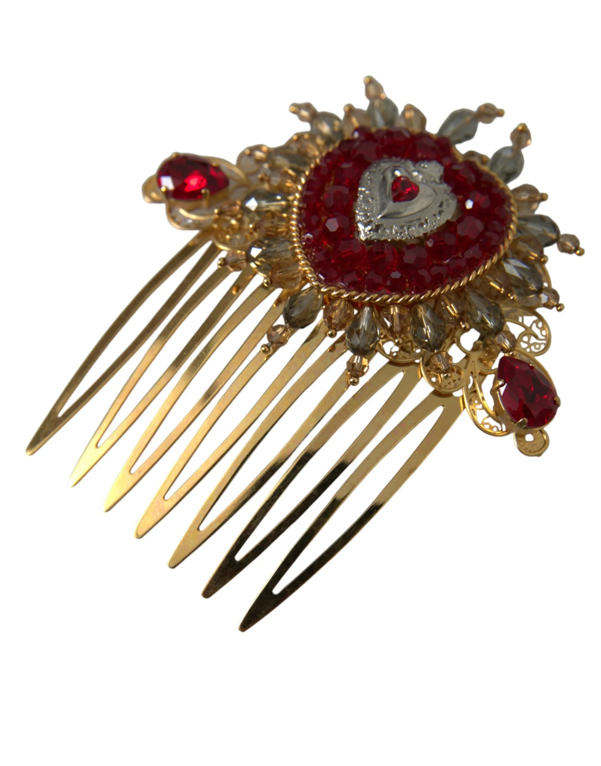 Gold Brass Crystal Heart Women Hair Comb sold by Louxly product image thumbnail 2
