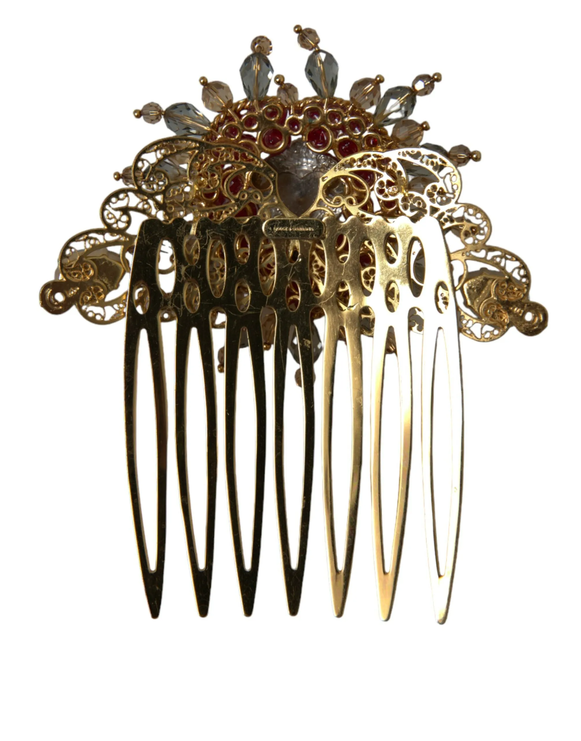 Gold Brass Crystal Heart Women Hair Comb sold by Louxly product image thumbnail 3