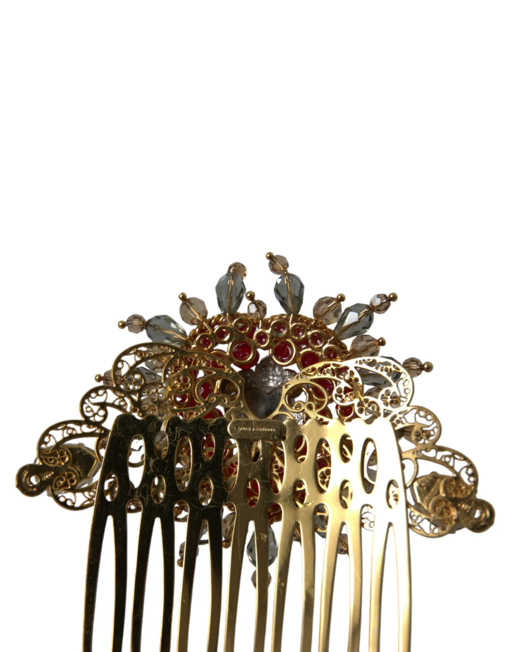 Gold Brass Crystal Heart Women Hair Comb sold by Louxly product image thumbnail 4