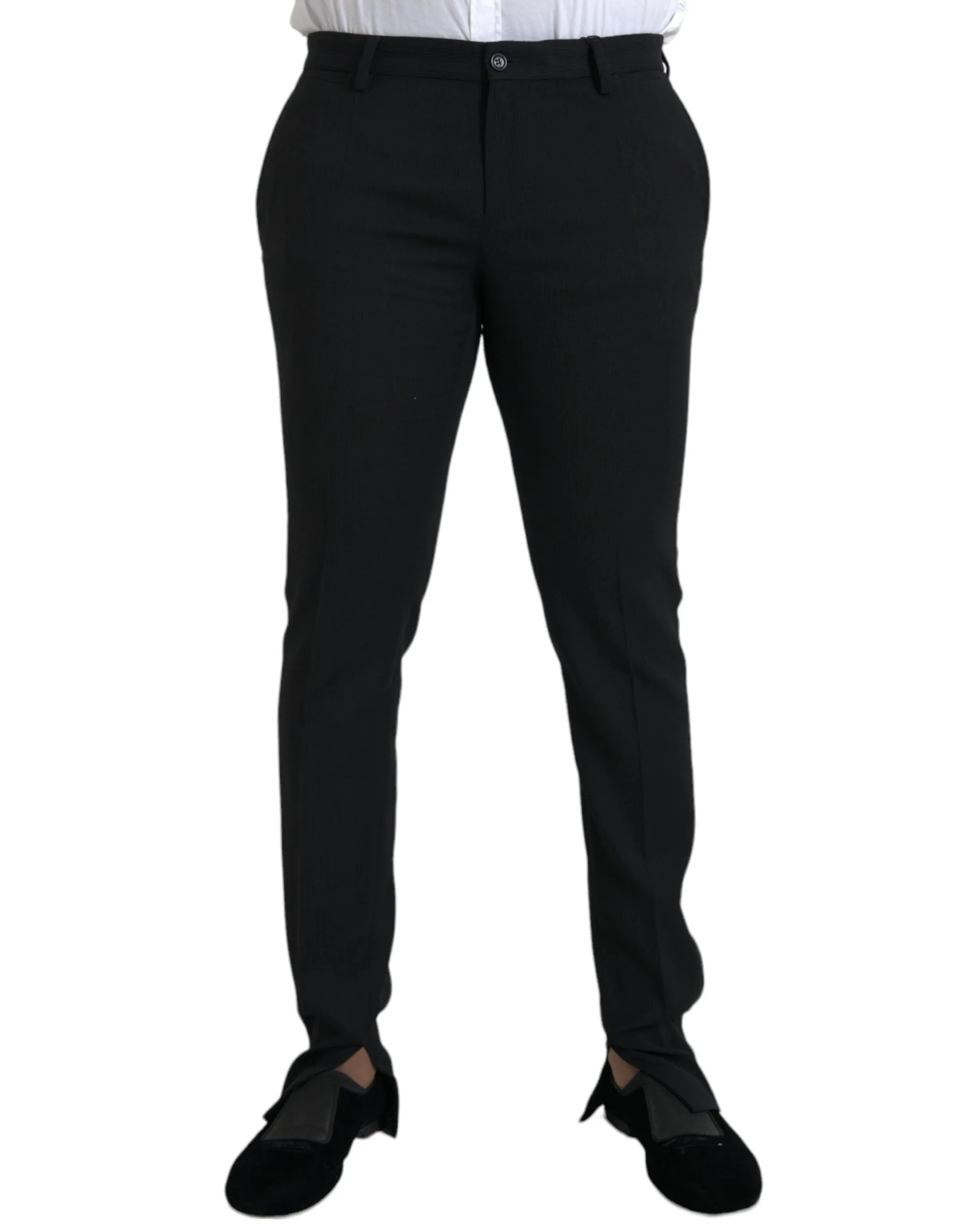 Black Wool Stretch Men Skinny Pants sold by Louxly
