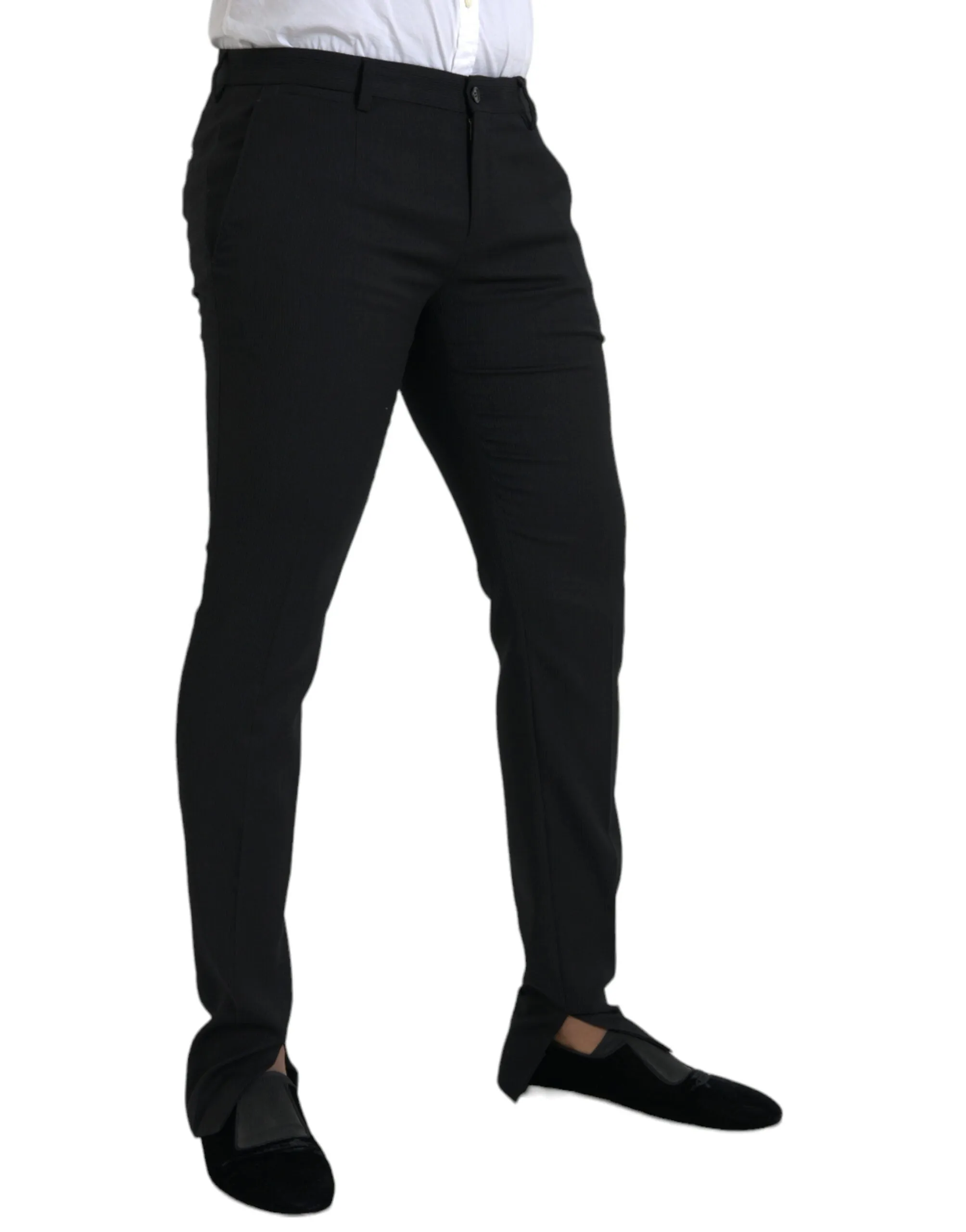 Black Wool Stretch Men Skinny Pants sold by Louxly product image thumbnail 2