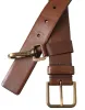 Brown Calf Leather Gold Metal Buckle Belt Men sold by Louxly