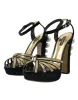 Black Gold Embellished Heels Sandals Shoes sold by Louxly