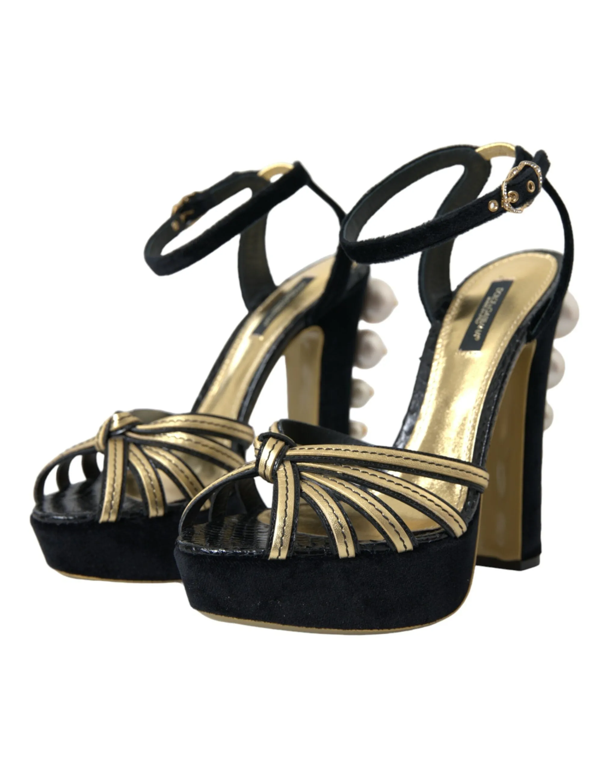 Black Gold Embellished Heels Sandals Shoes sold by Louxly product image thumbnail 3