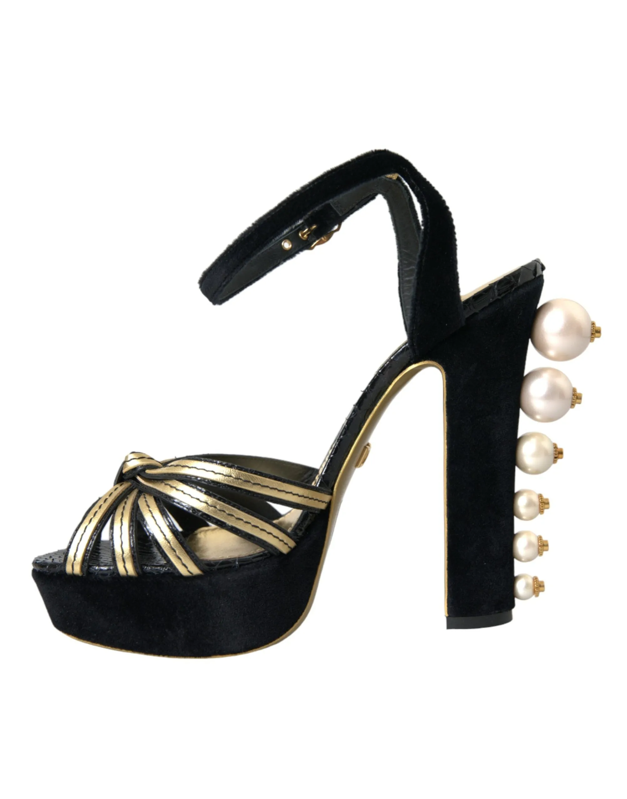 Black Gold Embellished Heels Sandals Shoes sold by Louxly product image thumbnail 5