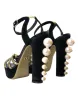 Black Gold Embellished Heels Sandals Shoes sold by Louxly