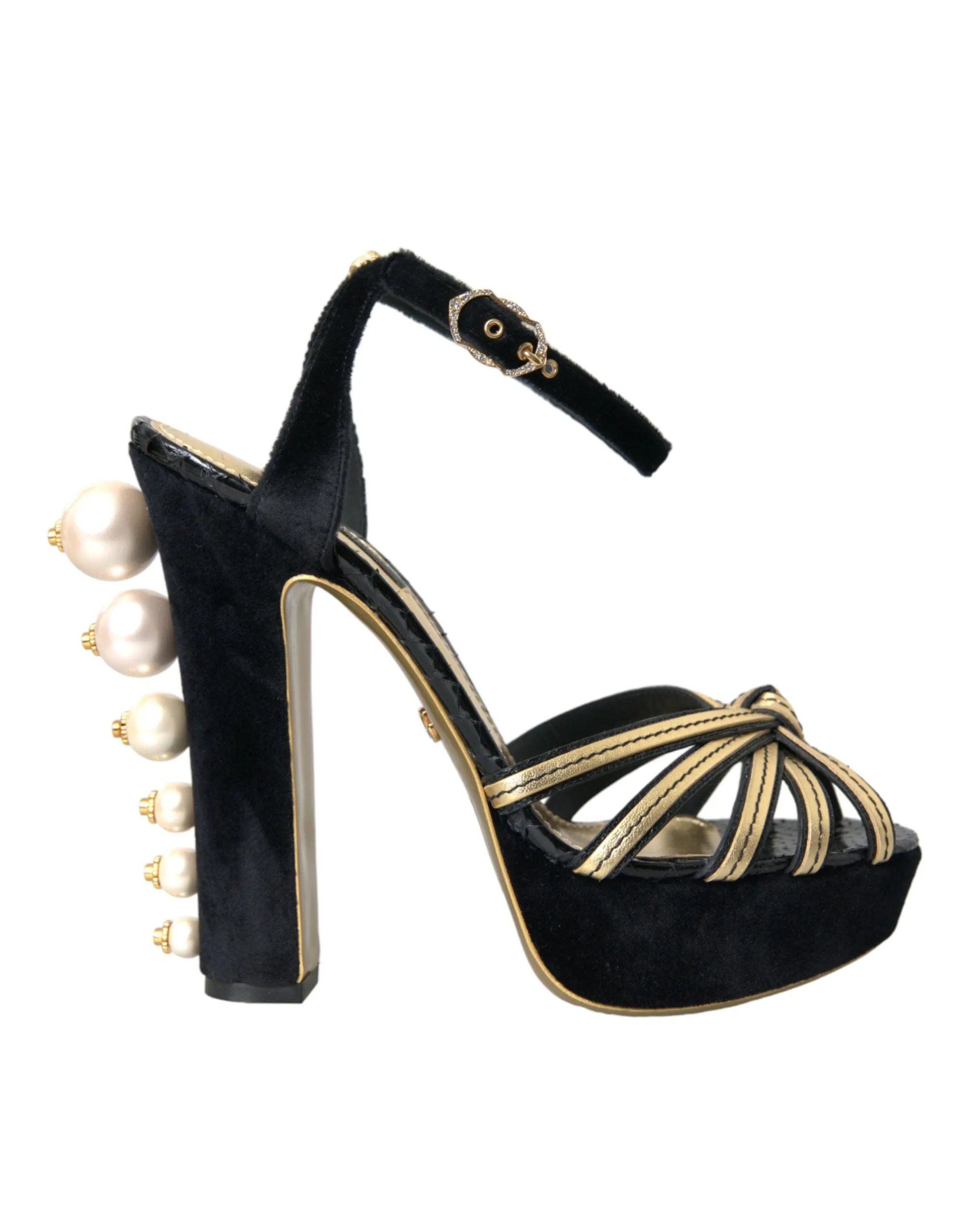 Black Gold Embellished Heels Sandals Shoes sold by Louxly