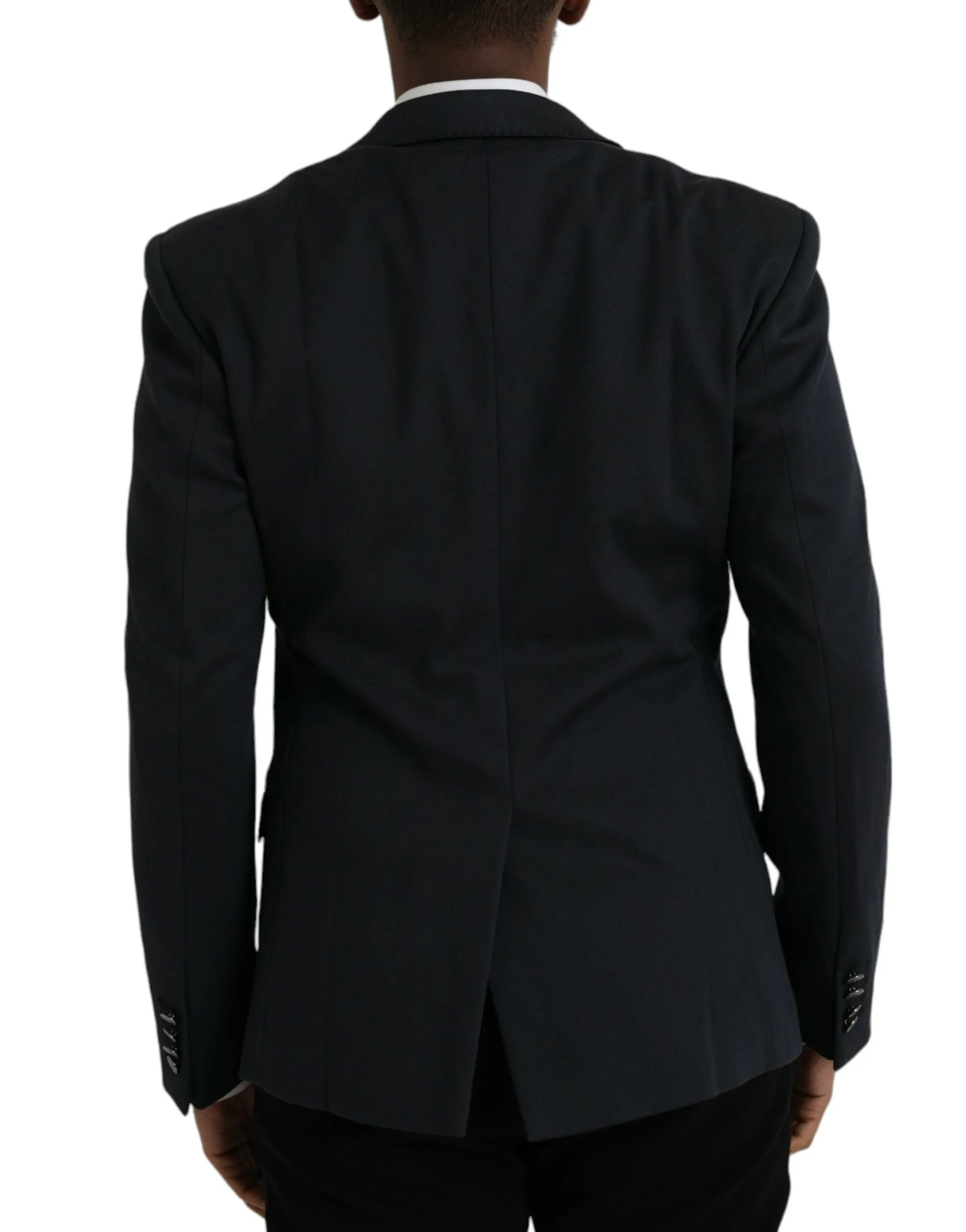Dark Blue Cotton Single Breasted Coat Blazer sold by Louxly product image thumbnail 3