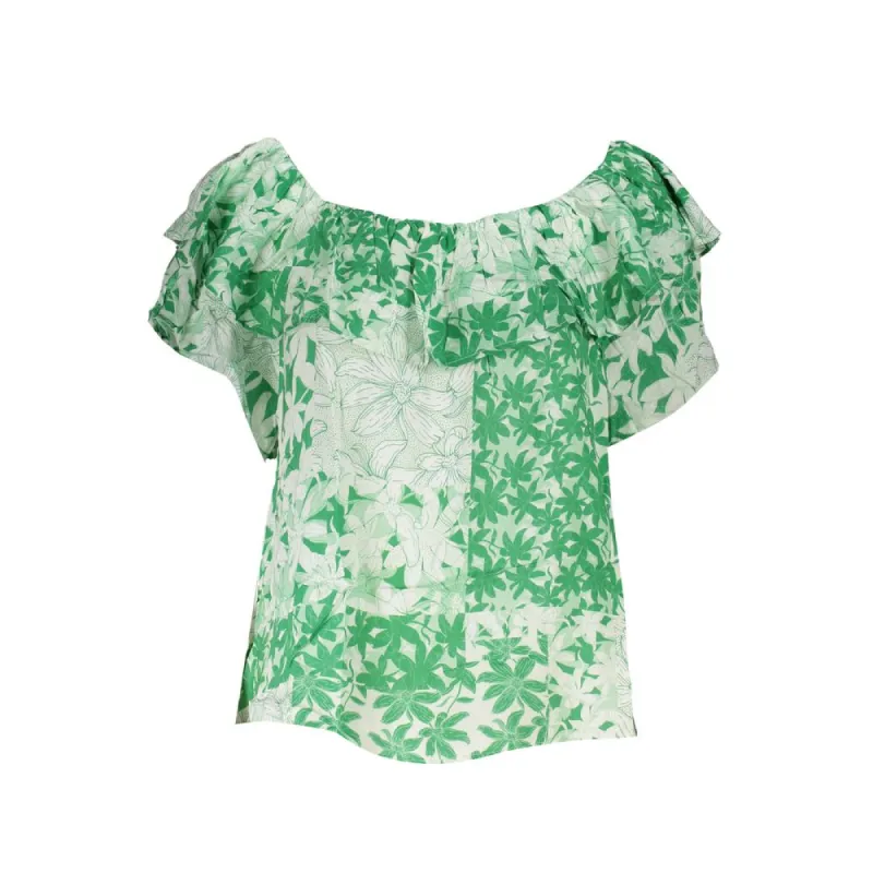 Green Boho Chic Patterned Tee with Logo made by Desigual